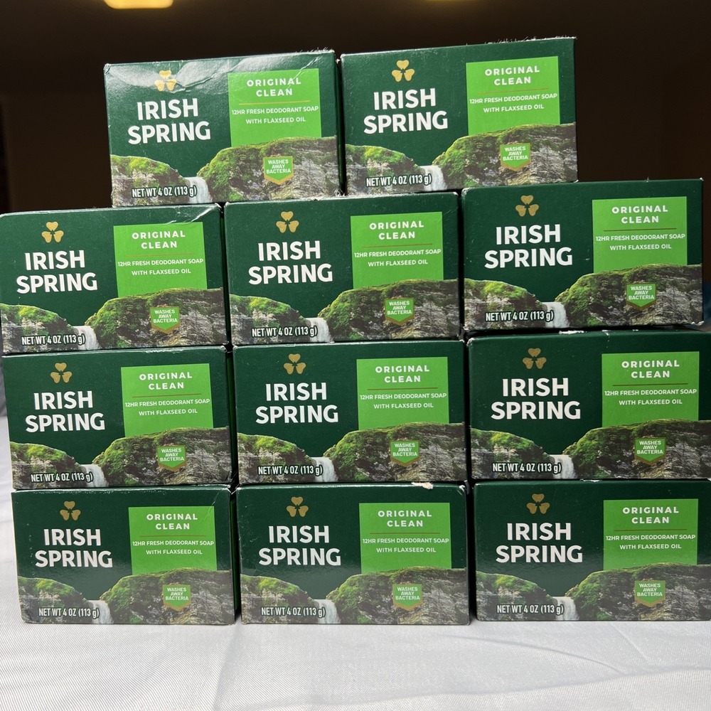Irish Spring Original Clean Deodorant Soap 4 oz Bars Lot of 11